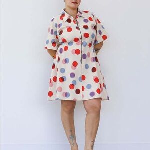 NWT NOBLE Polka Dot Button-Up Dress